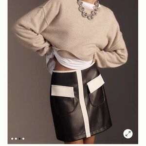 Maeve Black and Cream Mini Skirt